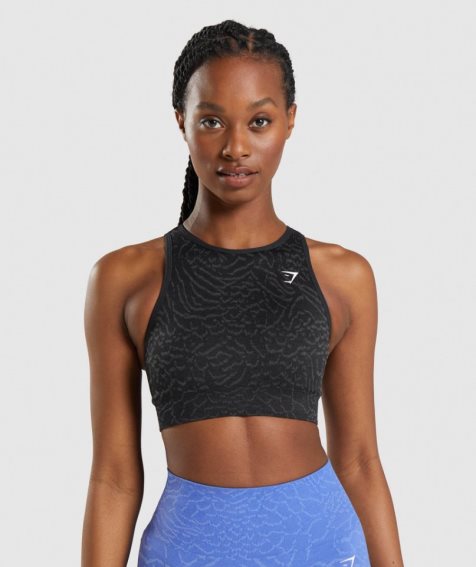 Women's Gymshark Adapt Animal Seamless Sports Bra Black | NZ 3SNZRH